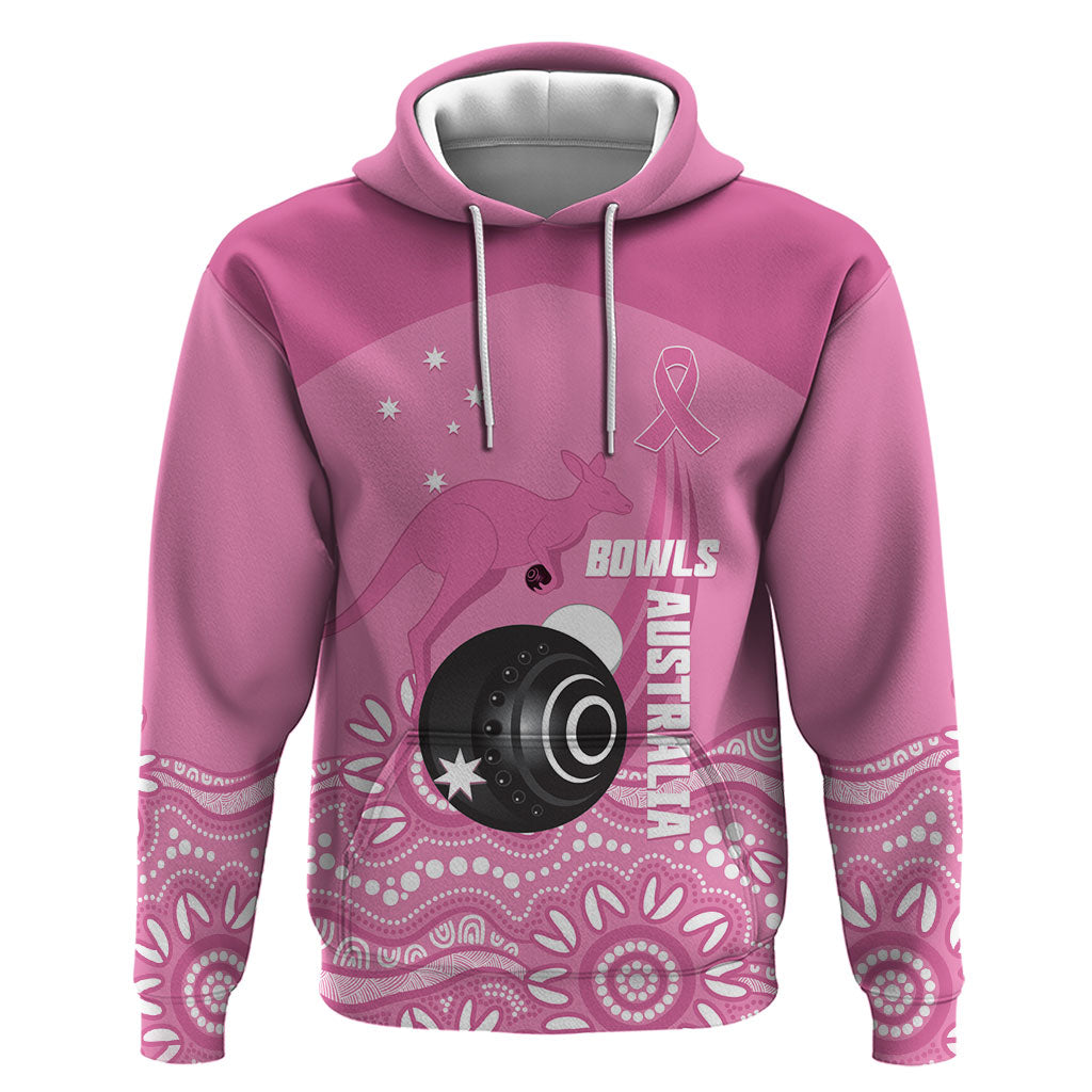 Custom Bowls Australia Breast Cancer Hoodie Pink Ribbon Kangaroo Aboriginal Art