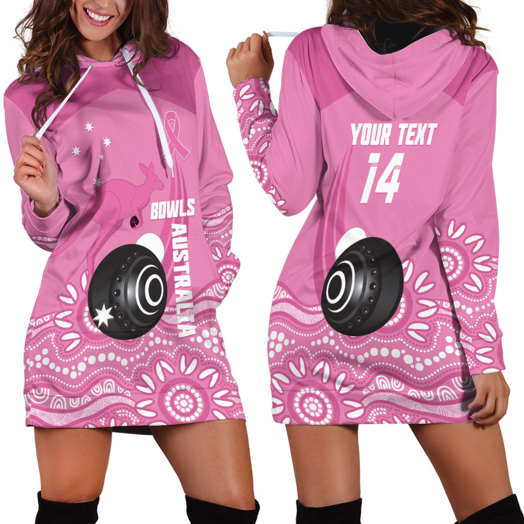 Custom Bowls Australia Breast Cancer Hoodie Dress Pink Ribbon Kangaroo Aboriginal Art