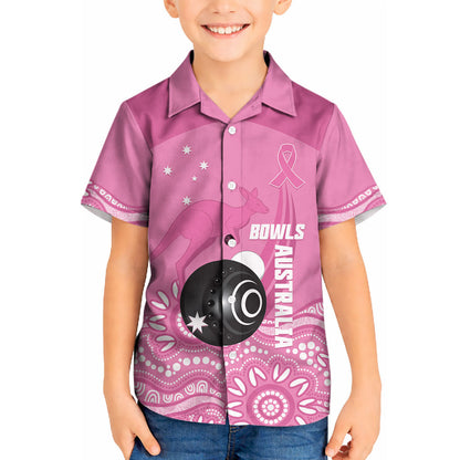 Custom Bowls Australia Breast Cancer Kid Hawaiian Shirt Pink Ribbon Kangaroo Aboriginal Art