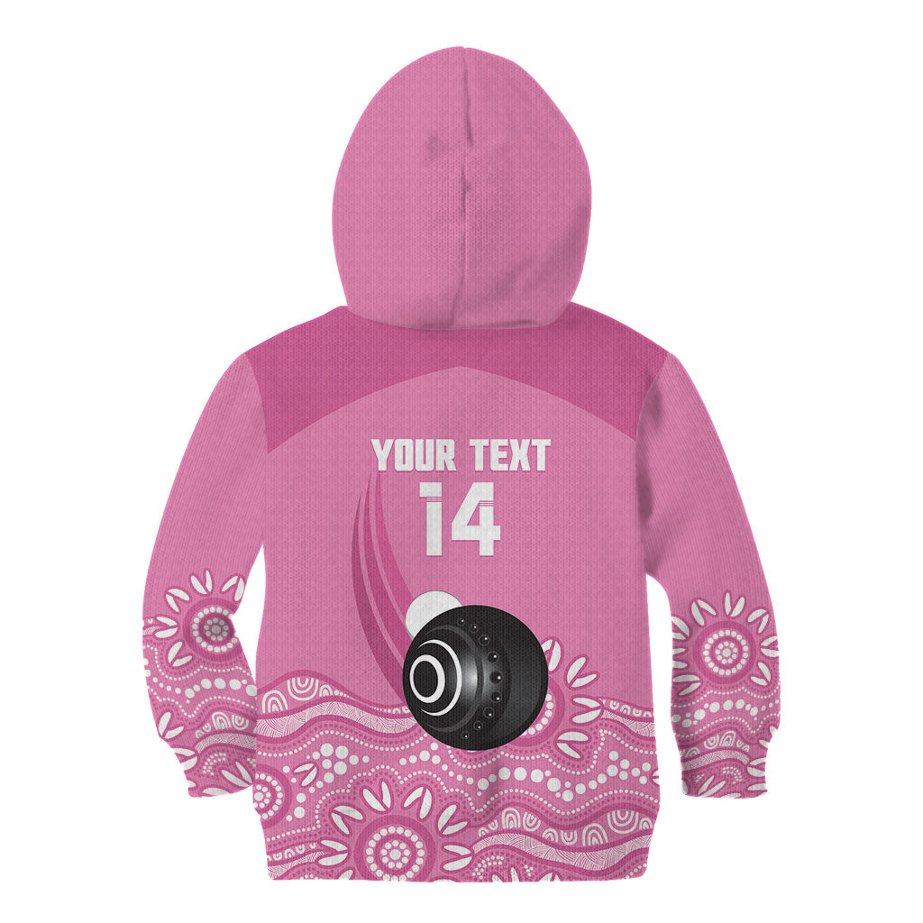 Custom Bowls Australia Breast Cancer Kid Hoodie Pink Ribbon Kangaroo Aboriginal Art