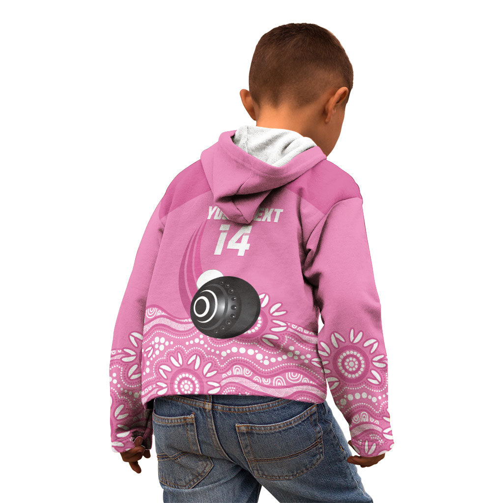 Custom Bowls Australia Breast Cancer Kid Hoodie Pink Ribbon Kangaroo Aboriginal Art