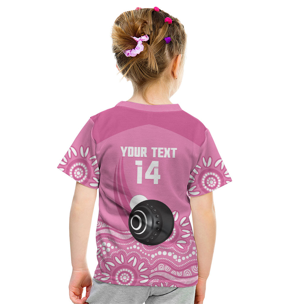 Custom Bowls Australia Breast Cancer Kid T Shirt Pink Ribbon Kangaroo Aboriginal Art