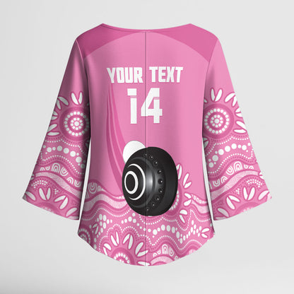 Custom Bowls Australia Breast Cancer Kimono Sleeve Blouse Pink Ribbon Kangaroo Aboriginal Art