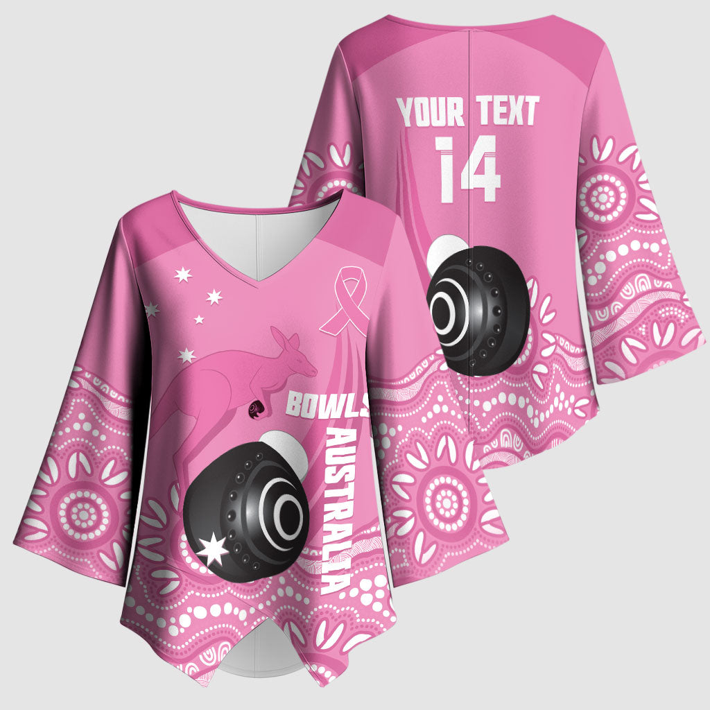 Custom Bowls Australia Breast Cancer Kimono Sleeve Blouse Pink Ribbon Kangaroo Aboriginal Art