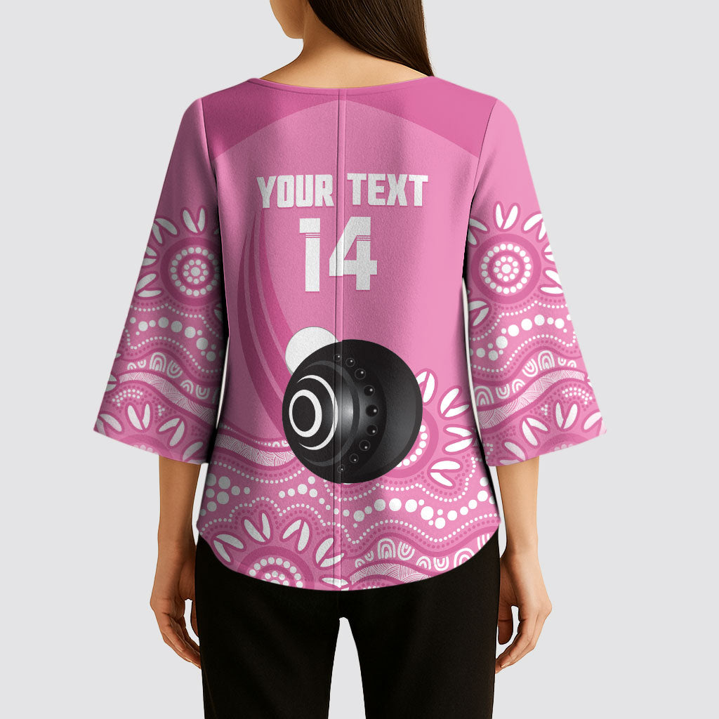 Custom Bowls Australia Breast Cancer Kimono Sleeve Blouse Pink Ribbon Kangaroo Aboriginal Art