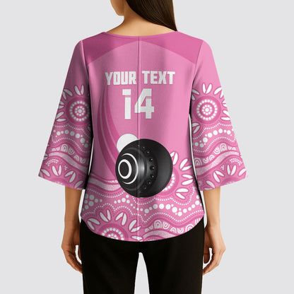 Custom Bowls Australia Breast Cancer Kimono Sleeve Blouse Pink Ribbon Kangaroo Aboriginal Art