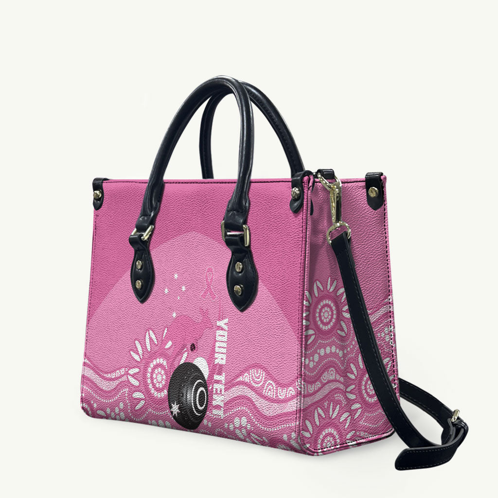 Custom Bowls Australia Breast Cancer Leather Bag Pink Ribbon Kangaroo Aboriginal Art