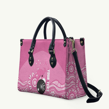 Custom Bowls Australia Breast Cancer Leather Bag Pink Ribbon Kangaroo Aboriginal Art