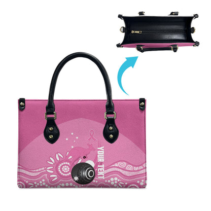Custom Bowls Australia Breast Cancer Leather Bag Pink Ribbon Kangaroo Aboriginal Art