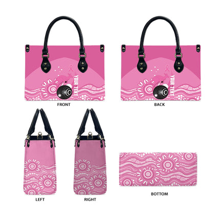 Custom Bowls Australia Breast Cancer Leather Bag Pink Ribbon Kangaroo Aboriginal Art