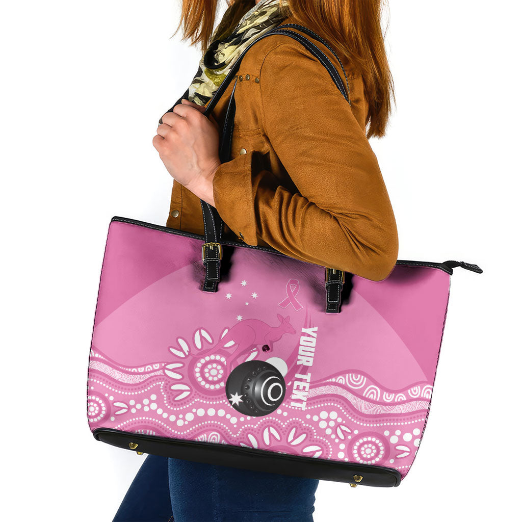 Custom Bowls Australia Breast Cancer Leather Tote Bag Pink Ribbon Kangaroo Aboriginal Art