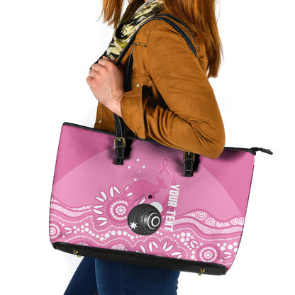 Custom Bowls Australia Breast Cancer Leather Tote Bag Pink Ribbon Kangaroo Aboriginal Art