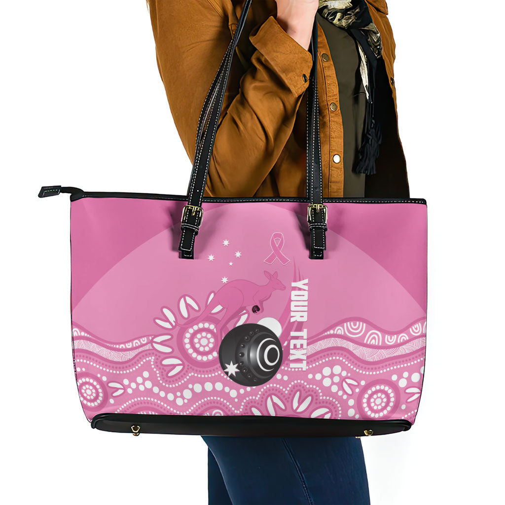 Custom Bowls Australia Breast Cancer Leather Tote Bag Pink Ribbon Kangaroo Aboriginal Art