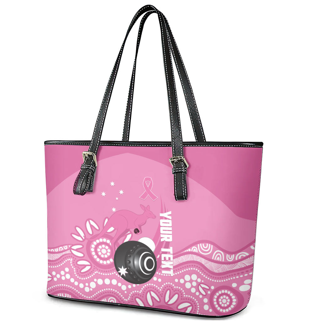 Custom Bowls Australia Breast Cancer Leather Tote Bag Pink Ribbon Kangaroo Aboriginal Art