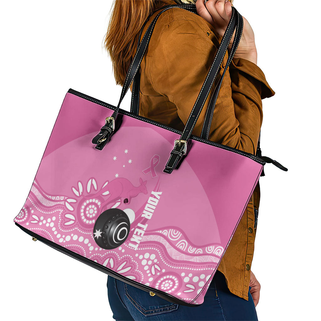 Custom Bowls Australia Breast Cancer Leather Tote Bag Pink Ribbon Kangaroo Aboriginal Art