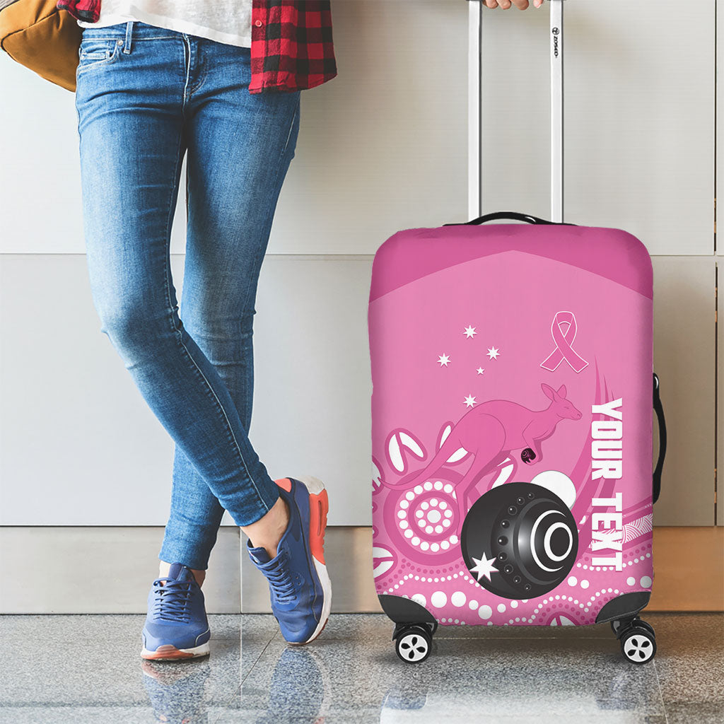 Custom Bowls Australia Breast Cancer Luggage Cover Pink Ribbon Kangaroo Aboriginal Art