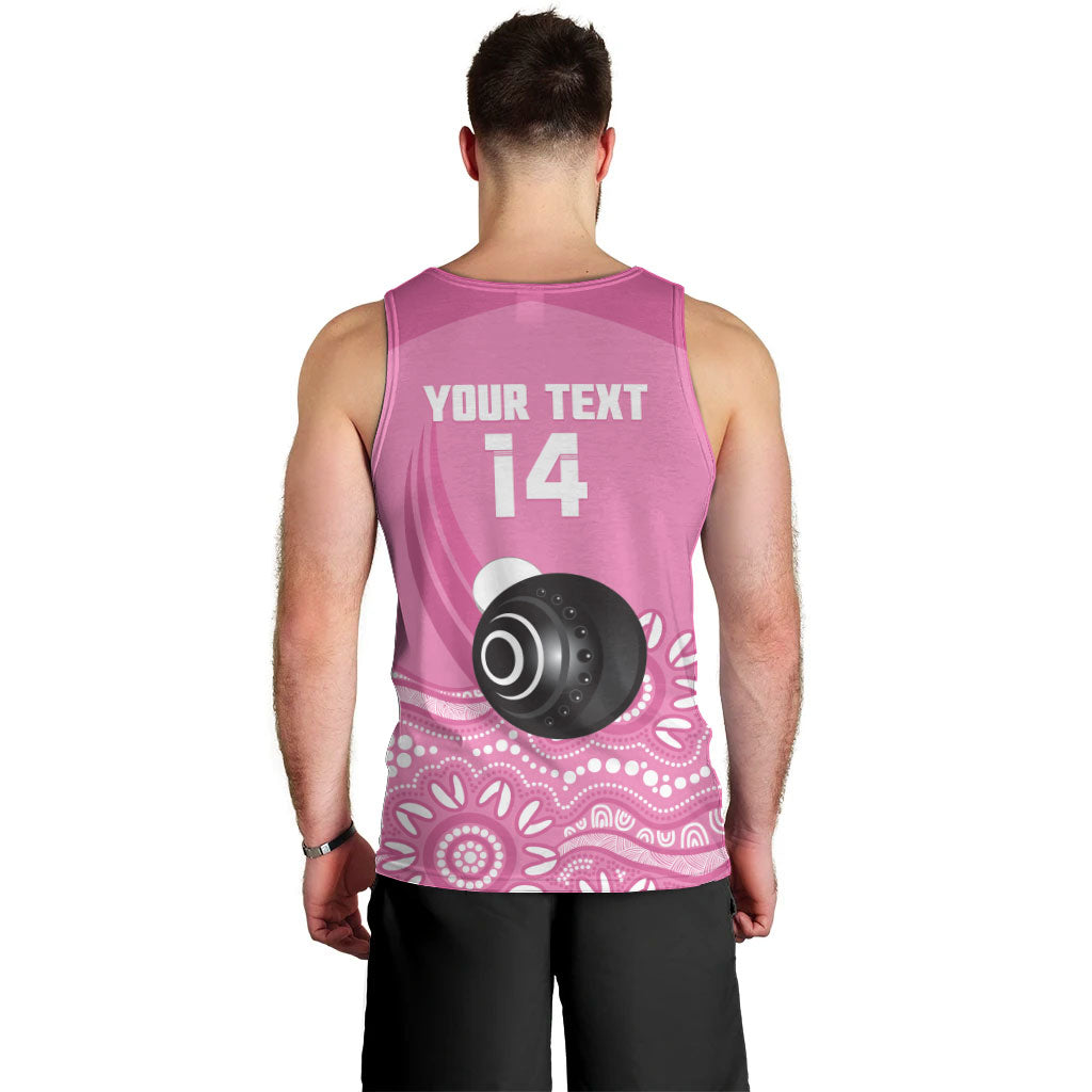 Custom Bowls Australia Breast Cancer Men Tank Top Pink Ribbon Kangaroo Aboriginal Art