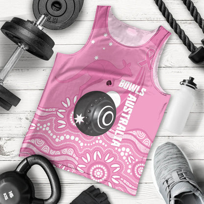 Custom Bowls Australia Breast Cancer Men Tank Top Pink Ribbon Kangaroo Aboriginal Art