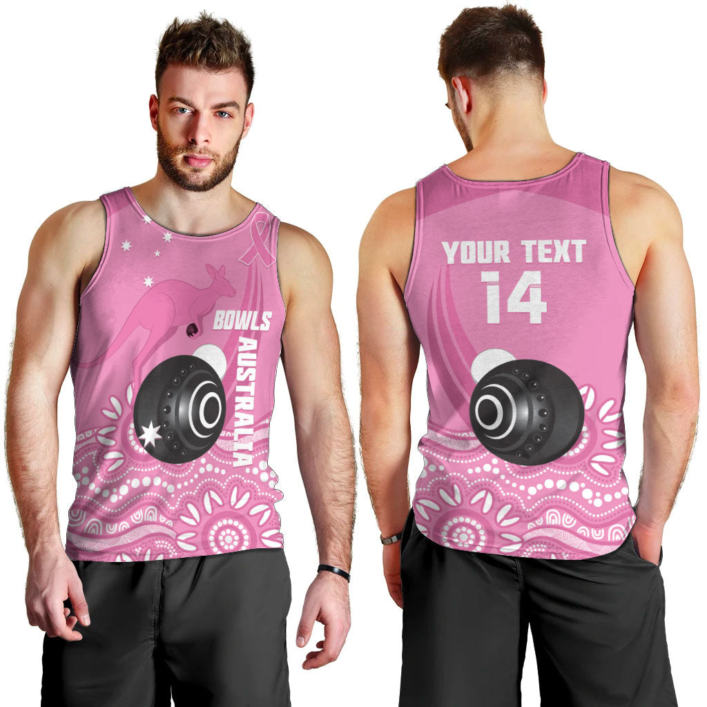 Custom Bowls Australia Breast Cancer Men Tank Top Pink Ribbon Kangaroo Aboriginal Art