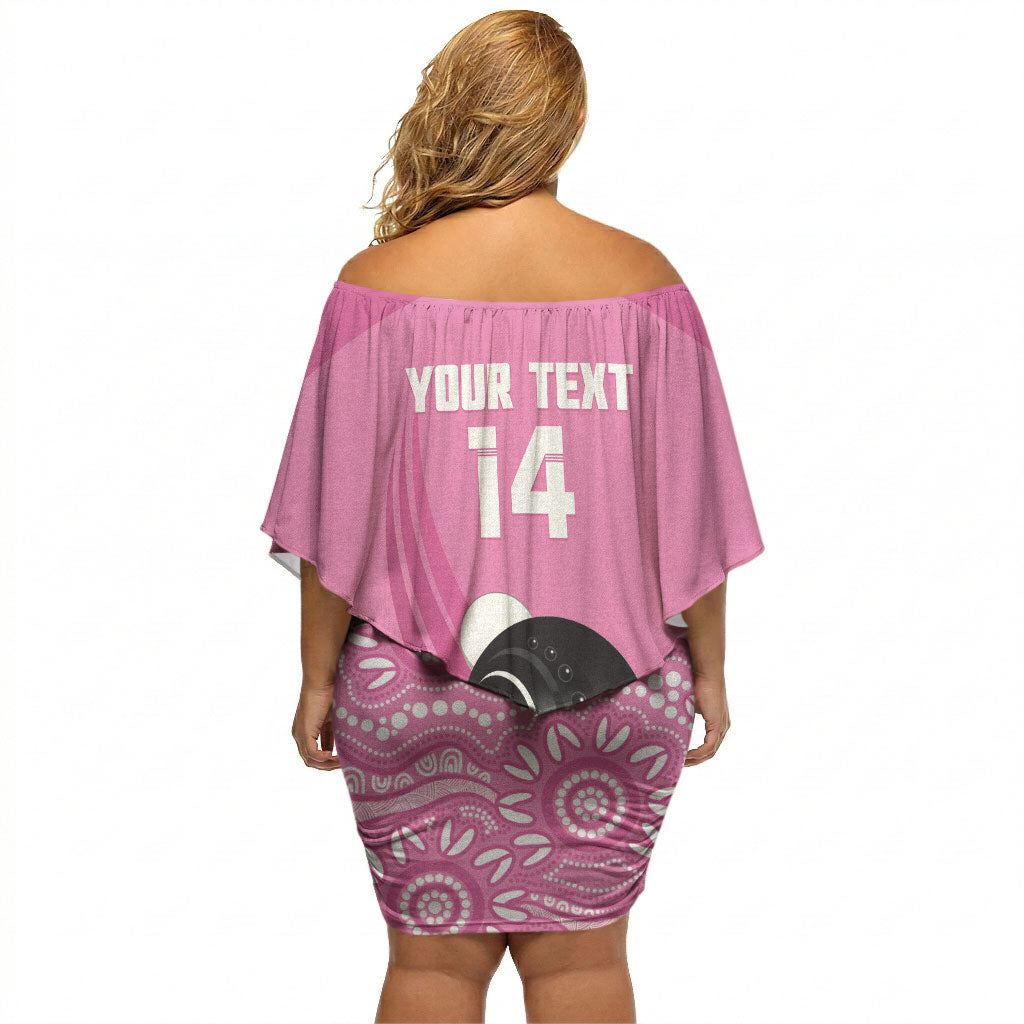 Custom Bowls Australia Breast Cancer Off Shoulder Short Dress Pink Ribbon Kangaroo Aboriginal Art