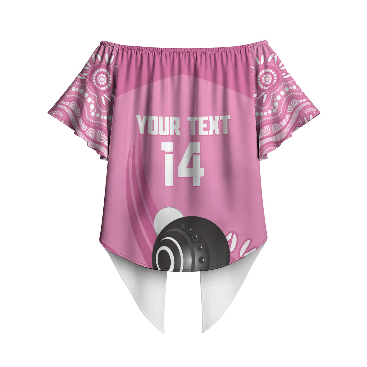 Custom Bowls Australia Breast Cancer Off Shoulder Wrap Waist Top Pink Ribbon Kangaroo Aboriginal Art