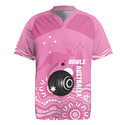 Custom Bowls Australia Breast Cancer Rugby Jersey Pink Ribbon Kangaroo Aboriginal Art