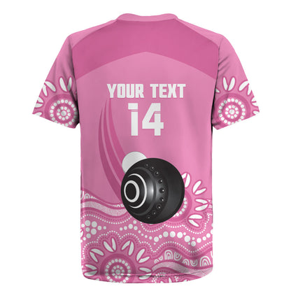 Custom Bowls Australia Breast Cancer Rugby Jersey Pink Ribbon Kangaroo Aboriginal Art