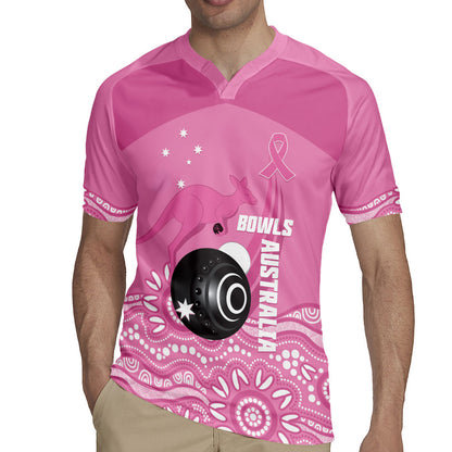Custom Bowls Australia Breast Cancer Rugby Jersey Pink Ribbon Kangaroo Aboriginal Art