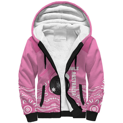 Custom Bowls Australia Breast Cancer Sherpa Hoodie Pink Ribbon Kangaroo Aboriginal Art