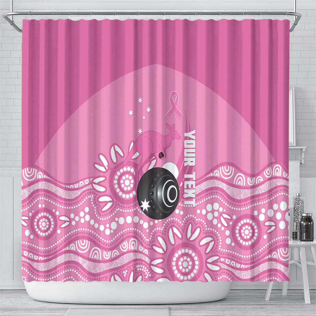 Custom Bowls Australia Breast Cancer Shower Curtain Pink Ribbon Kangaroo Aboriginal Art