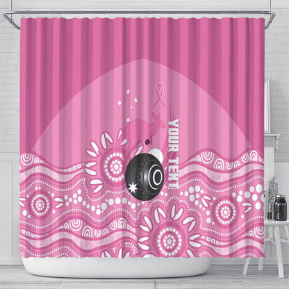 Custom Bowls Australia Breast Cancer Shower Curtain Pink Ribbon Kangaroo Aboriginal Art