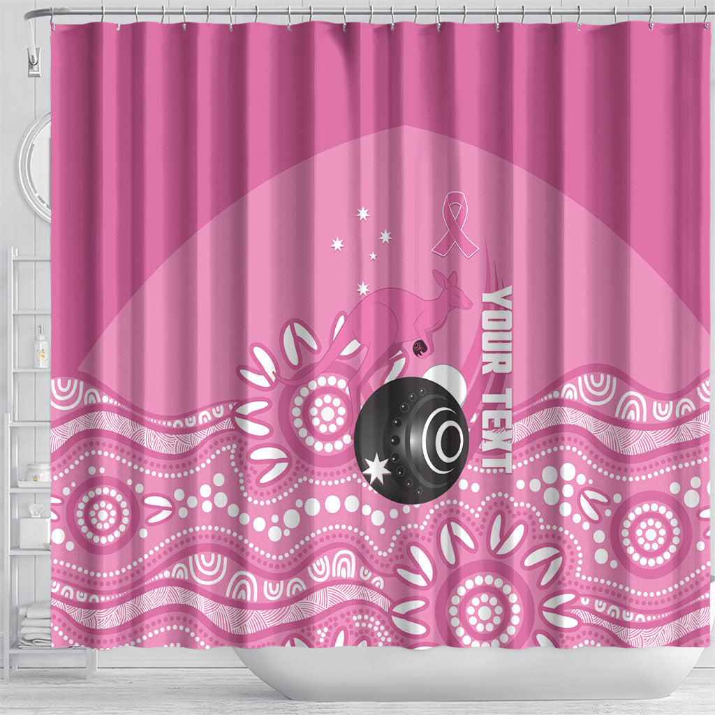 Custom Bowls Australia Breast Cancer Shower Curtain Pink Ribbon Kangaroo Aboriginal Art