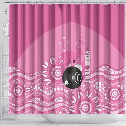 Custom Bowls Australia Breast Cancer Shower Curtain Pink Ribbon Kangaroo Aboriginal Art