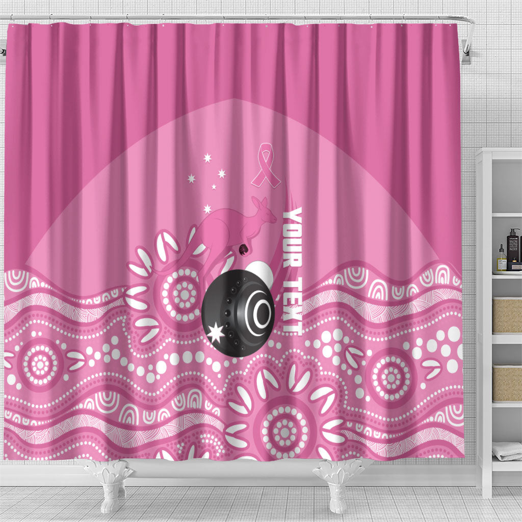 Custom Bowls Australia Breast Cancer Shower Curtain Pink Ribbon Kangaroo Aboriginal Art