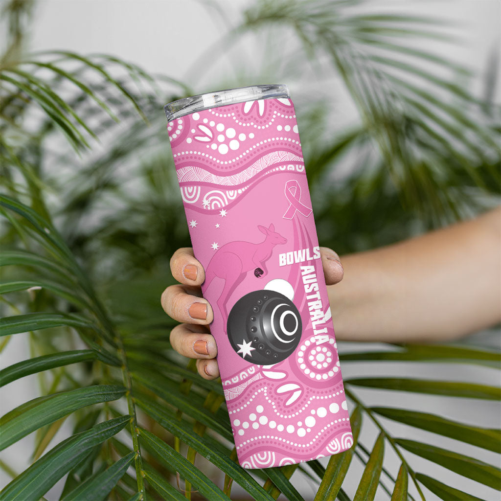 Custom Bowls Australia Breast Cancer Skinny Tumbler Pink Ribbon Kangaroo Aboriginal Art