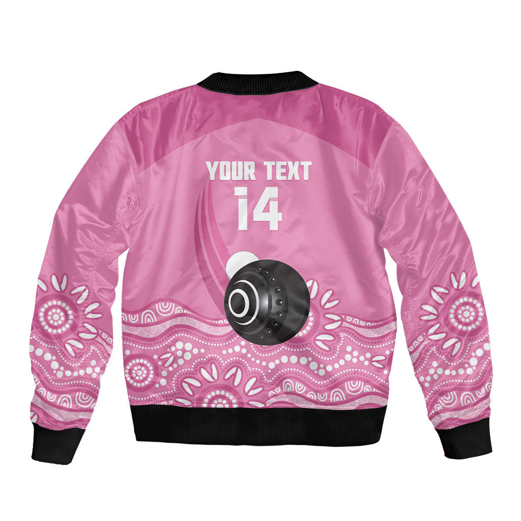 Custom Bowls Australia Breast Cancer Sleeve Zip Bomber Jacket Pink Ribbon Kangaroo Aboriginal Art