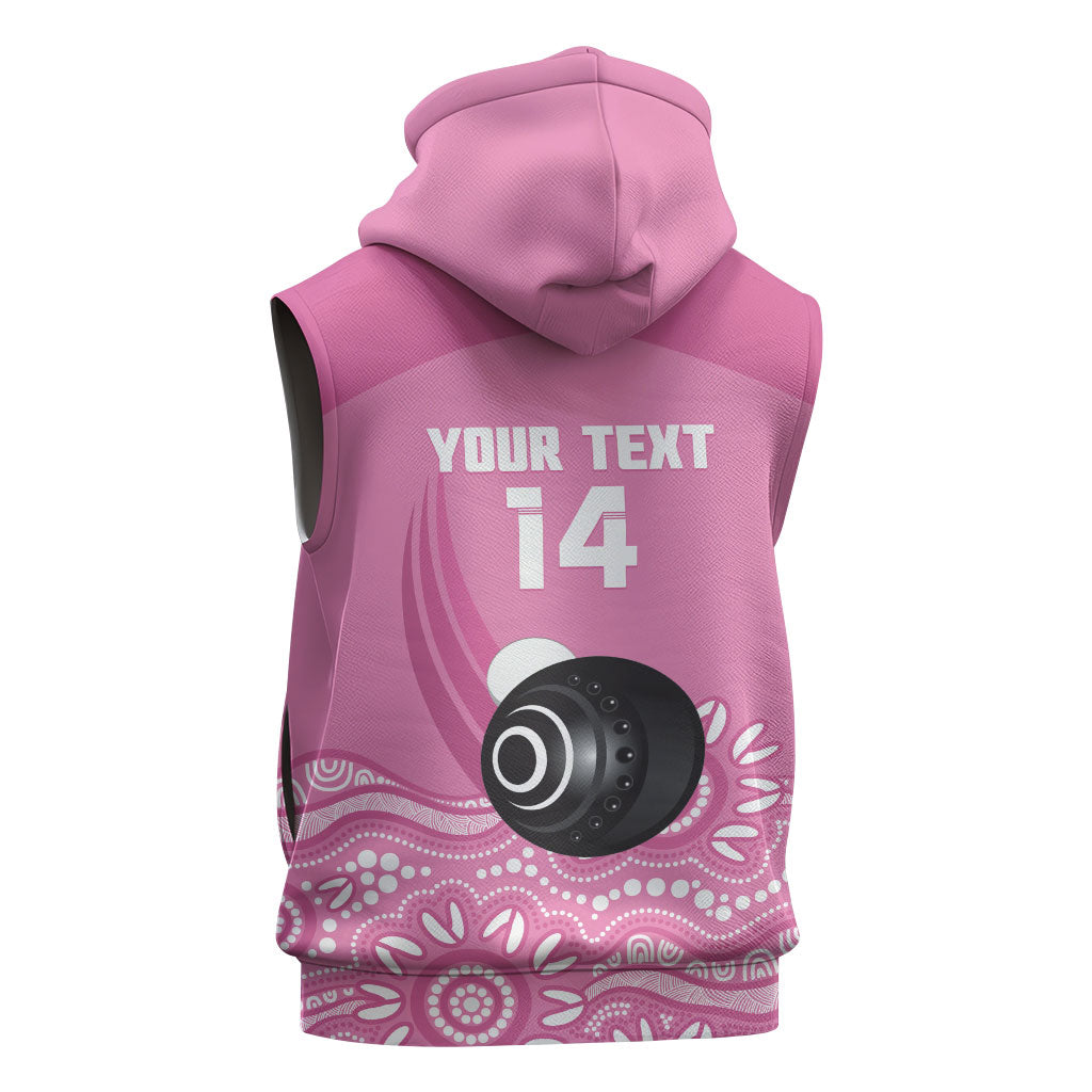 Custom Bowls Australia Breast Cancer Sleeveless Zip Hoodie Pink Ribbon Kangaroo Aboriginal Art