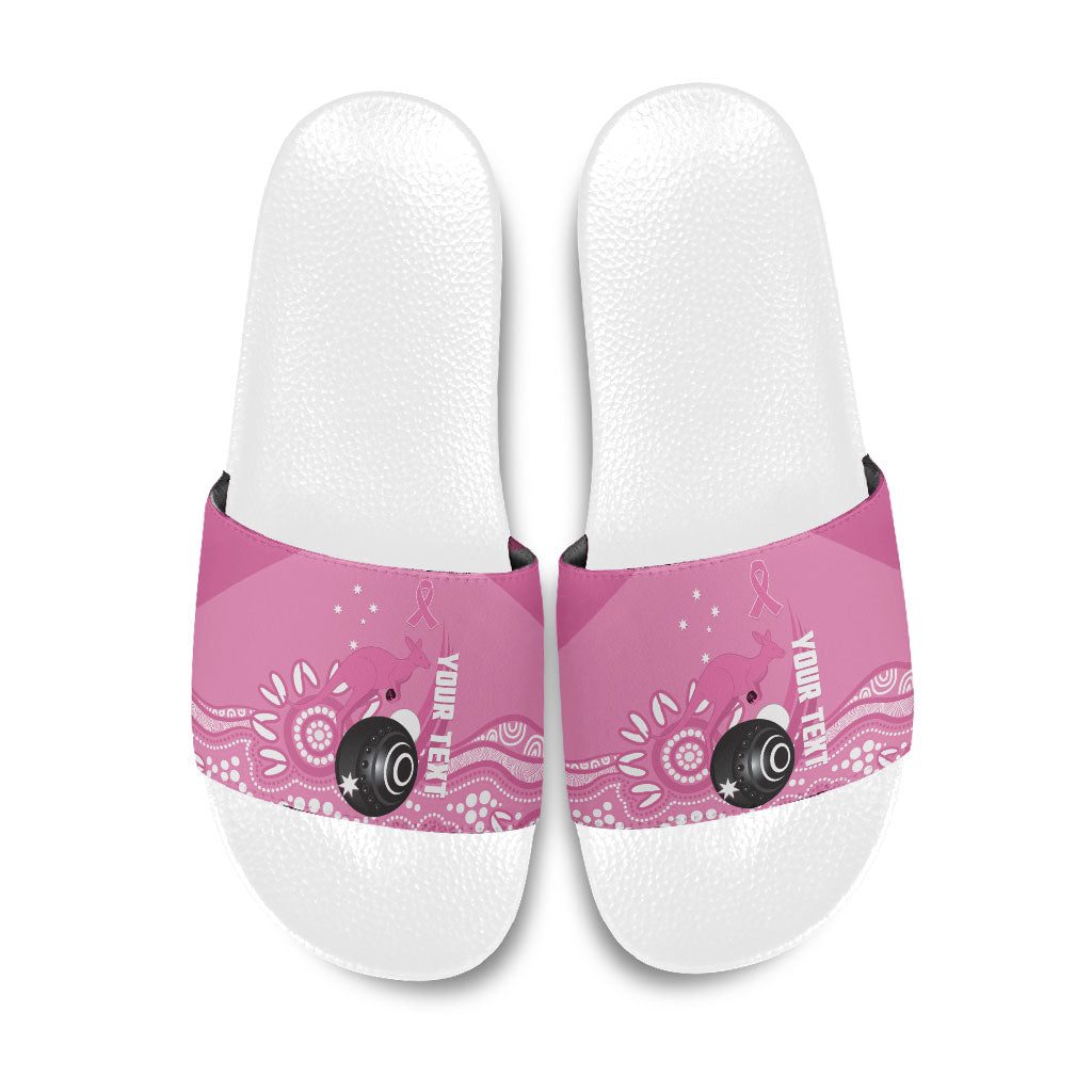 Custom Bowls Australia Breast Cancer Slide Sandals Pink Ribbon Kangaroo Aboriginal Art