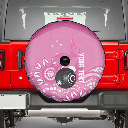 Custom Bowls Australia Breast Cancer Spare Tire Cover Pink Ribbon Kangaroo Aboriginal Art