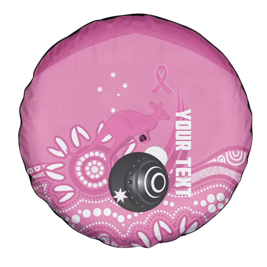 Custom Bowls Australia Breast Cancer Spare Tire Cover Pink Ribbon Kangaroo Aboriginal Art