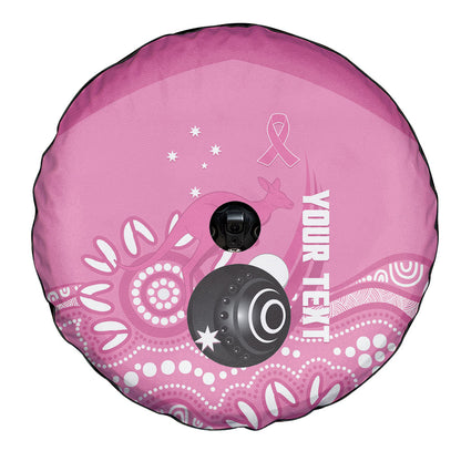 Custom Bowls Australia Breast Cancer Spare Tire Cover Pink Ribbon Kangaroo Aboriginal Art