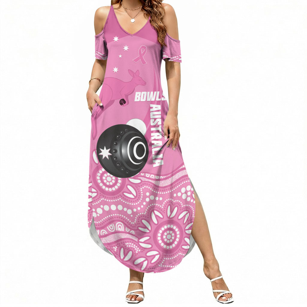Custom Bowls Australia Breast Cancer Summer Maxi Dress Pink Ribbon Kangaroo Aboriginal Art
