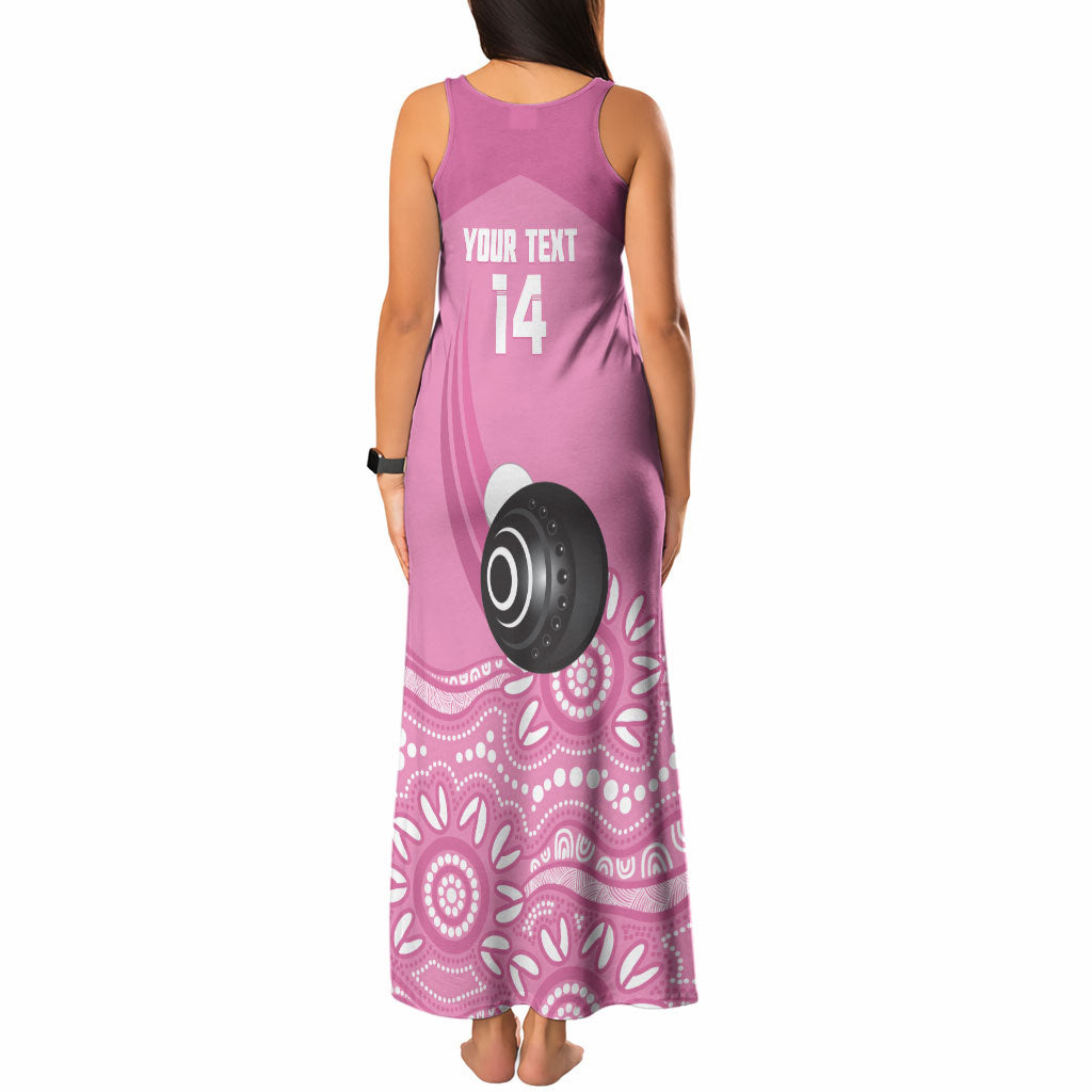 Custom Bowls Australia Breast Cancer Tank Maxi Dress Pink Ribbon Kangaroo Aboriginal Art