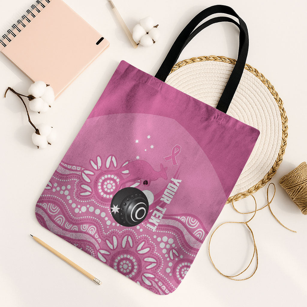 Custom Bowls Australia Breast Cancer Tote Bag Pink Ribbon Kangaroo Aboriginal Art