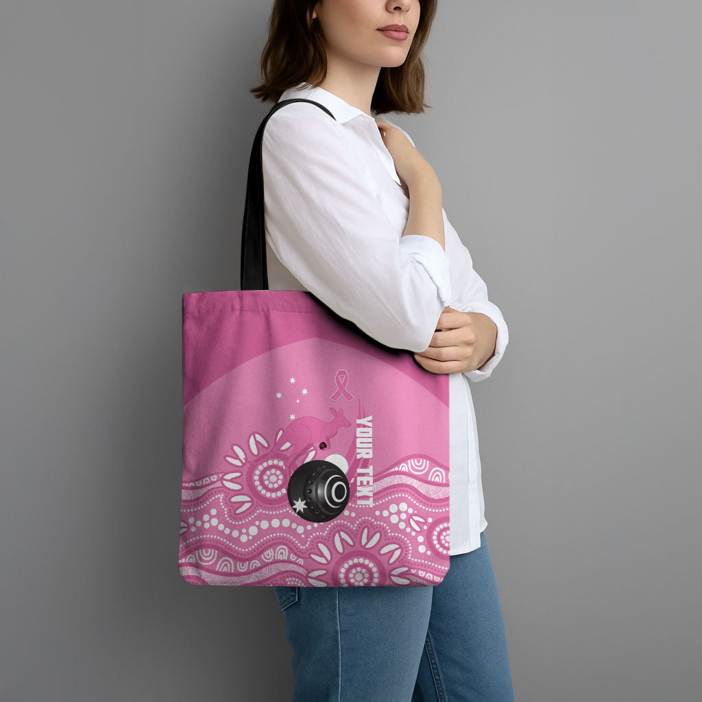 Custom Bowls Australia Breast Cancer Tote Bag Pink Ribbon Kangaroo Aboriginal Art