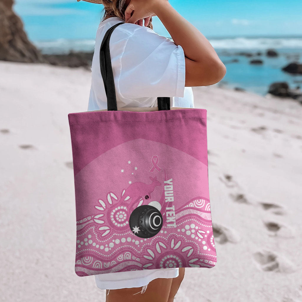 Custom Bowls Australia Breast Cancer Tote Bag Pink Ribbon Kangaroo Aboriginal Art