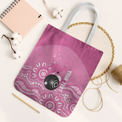 Custom Bowls Australia Breast Cancer Tote Bag Pink Ribbon Kangaroo Aboriginal Art