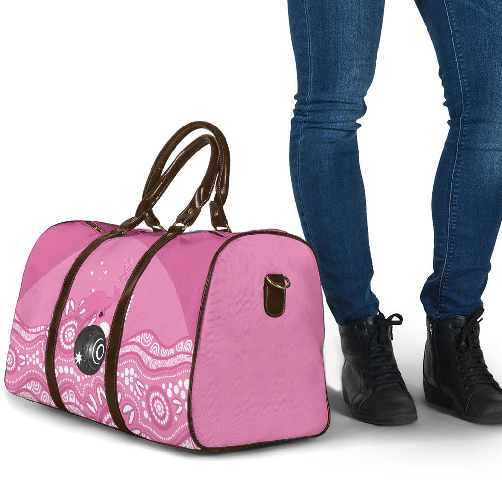 Custom Bowls Australia Breast Cancer Travel Bag Pink Ribbon Kangaroo Aboriginal Art
