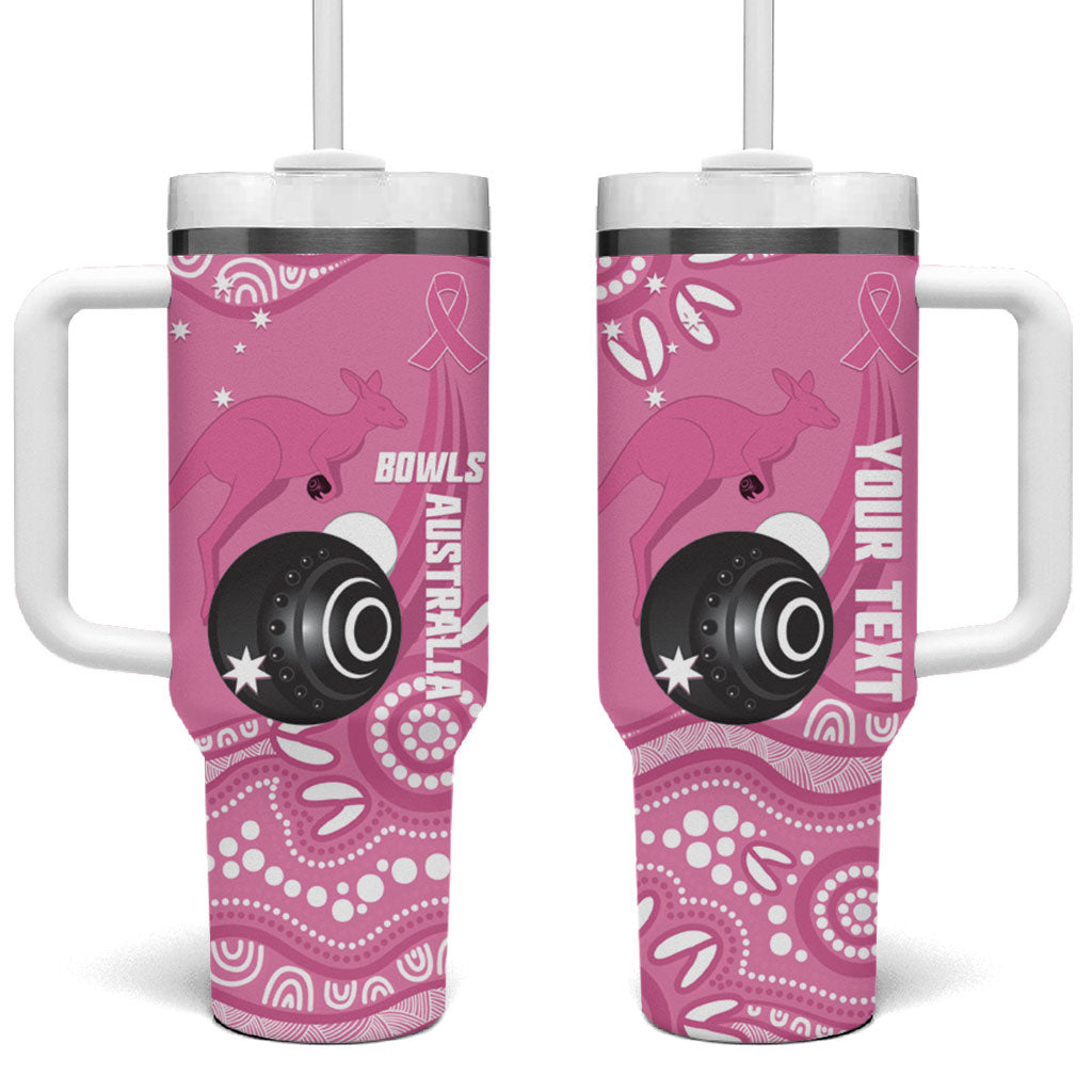 Custom Bowls Australia Breast Cancer Tumbler With Handle Pink Ribbon Kangaroo Aboriginal Art