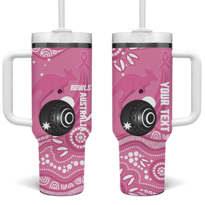 Custom Bowls Australia Breast Cancer Tumbler With Handle Pink Ribbon Kangaroo Aboriginal Art